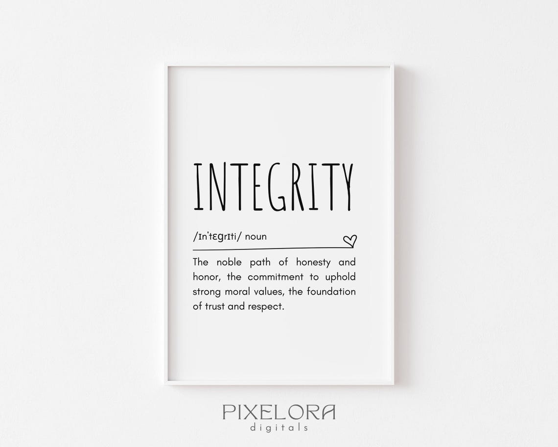 Integrity Definition Dictionary Art Honesty Quote Minimalist Poster