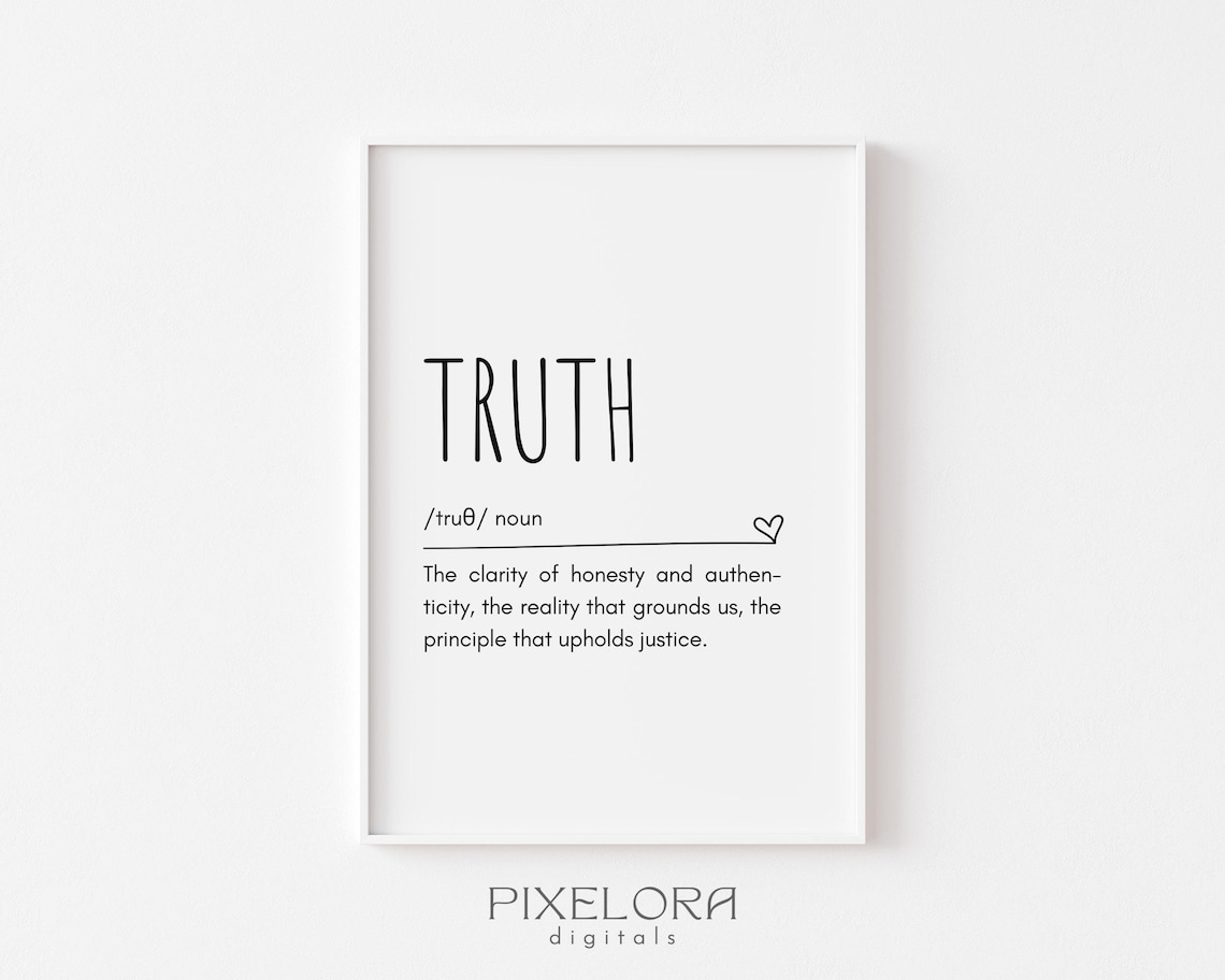 Truth Definition Minimalist Inspirational Quote Wall Art With Heart Accent