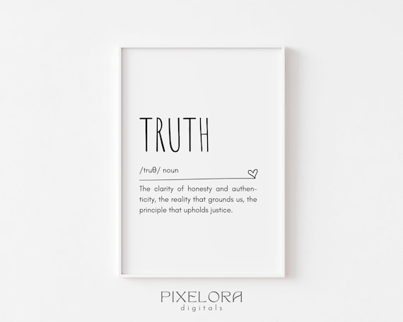 Truth Definition Minimalist Inspirational Quote Wall Art With Heart Accent