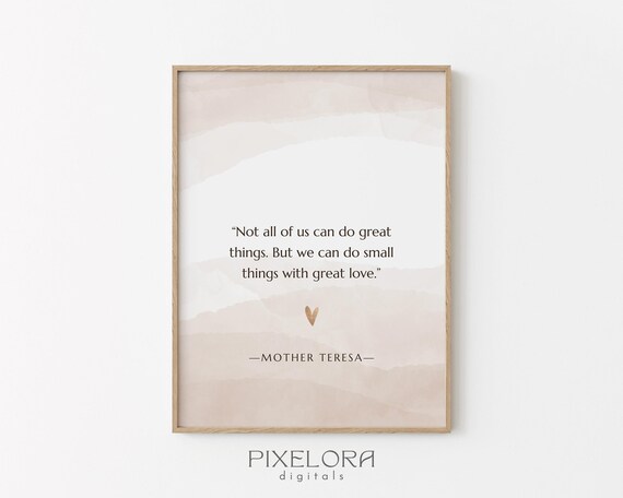 Mother Teresa Quote Inspirational Wall Art Motivational Poster Famous Life Uplifting Print Decor