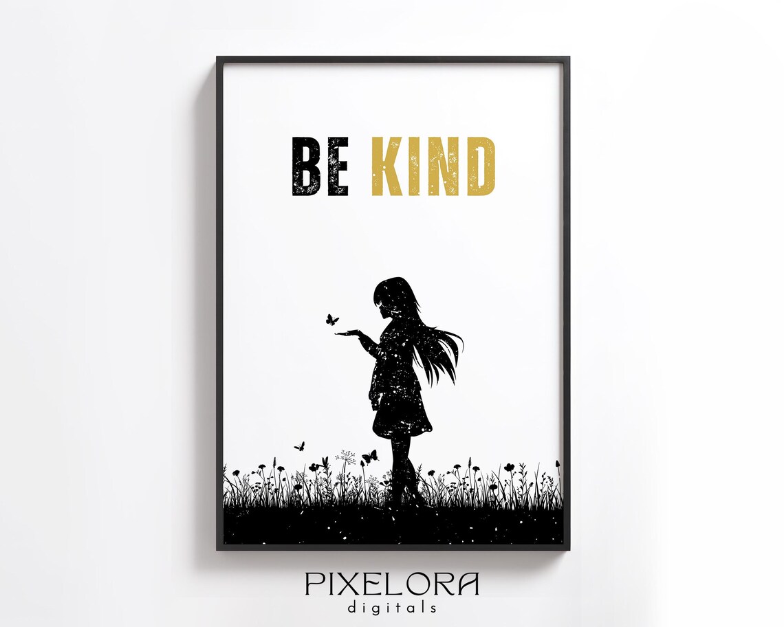 Be Kind Quote Motivational Wall Art Inspirational Poster Positive Affirmation Office Decor