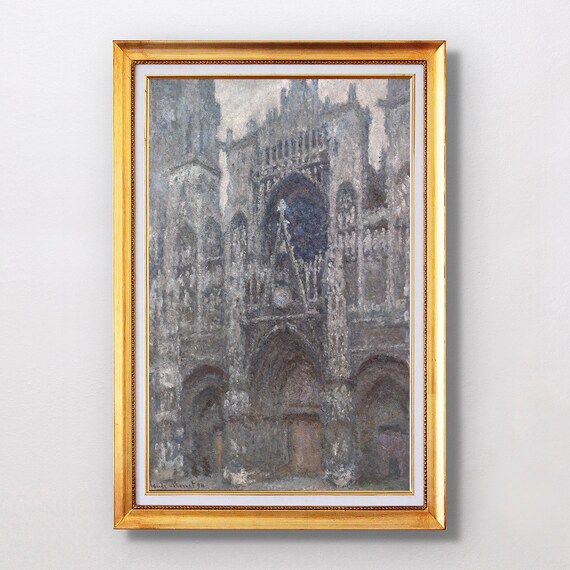Claude Monet Rouen Cathedral Grey Portal Light Study Art Poster