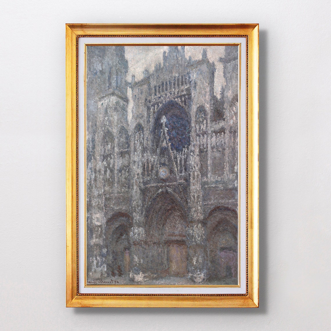 Claude Monet Rouen Cathedral Grey Portal Light Study Art Poster