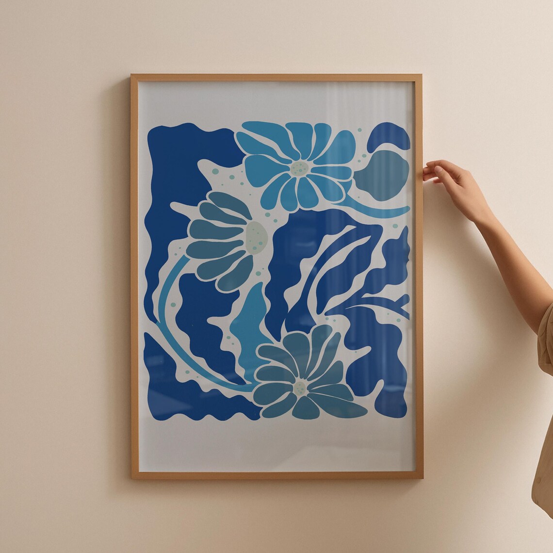 Blue Abstract Floral Matisse Style Botanical Modern Art Print - Image 4