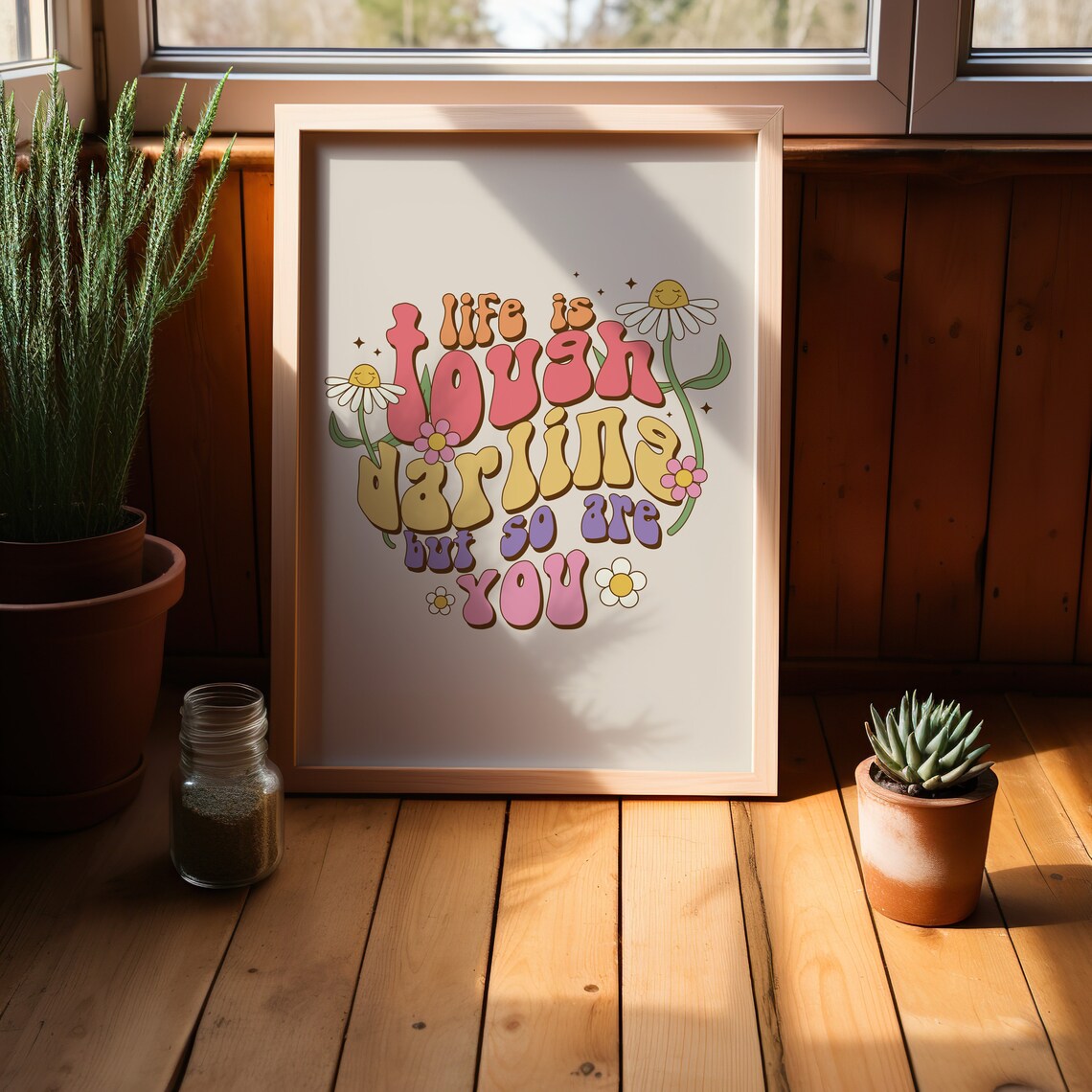 Cute Print Wall Art Retro Wall Art Wall Art Quotes Print Retro Poster Retro Wall Decor Wall Art Daisy - Image 3
