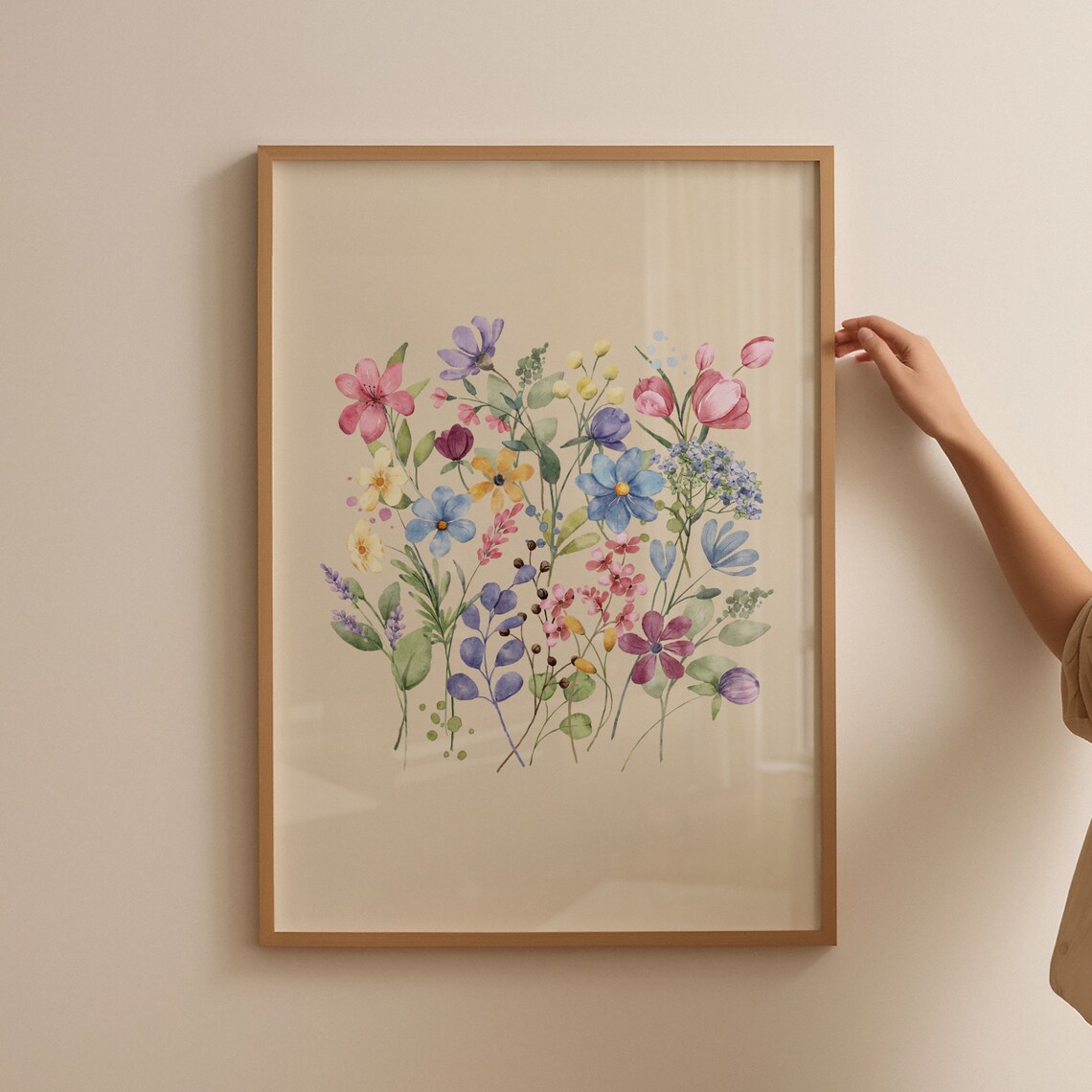 Wildflower Watercolor Bouquet Soft Pastel Floral Botanical Poster - Image 4