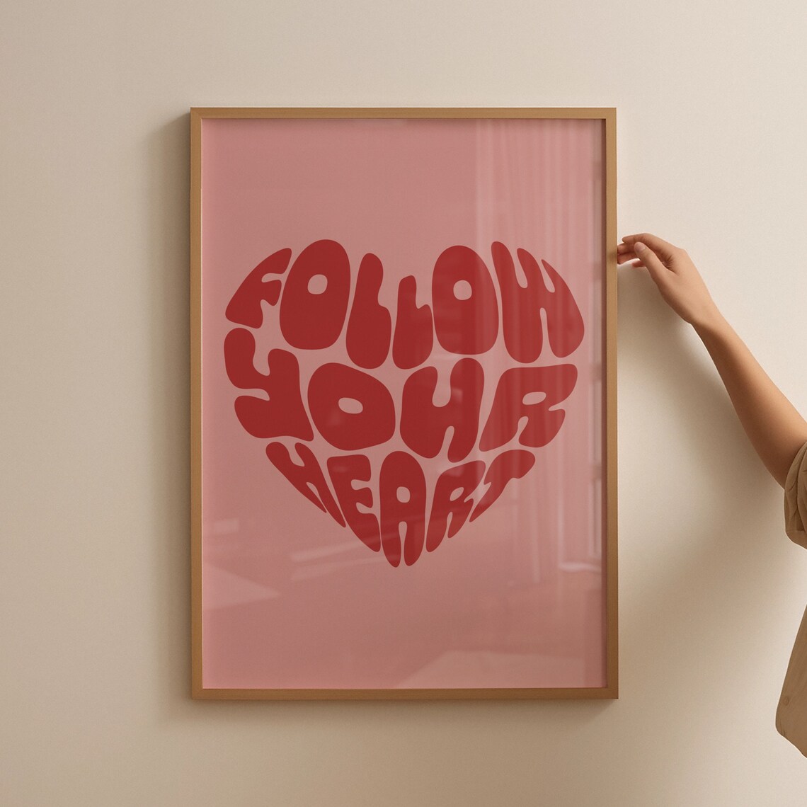 Follow Your Heart Retro Art Print, Trendy Poster