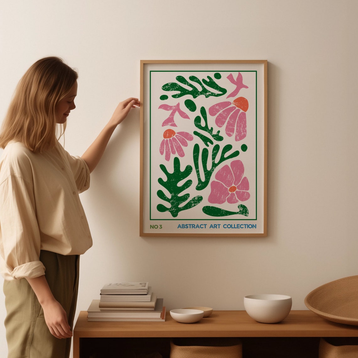 No 3 Abstract Art Collection Pink Green Botanical Matisse Poster - Image 4