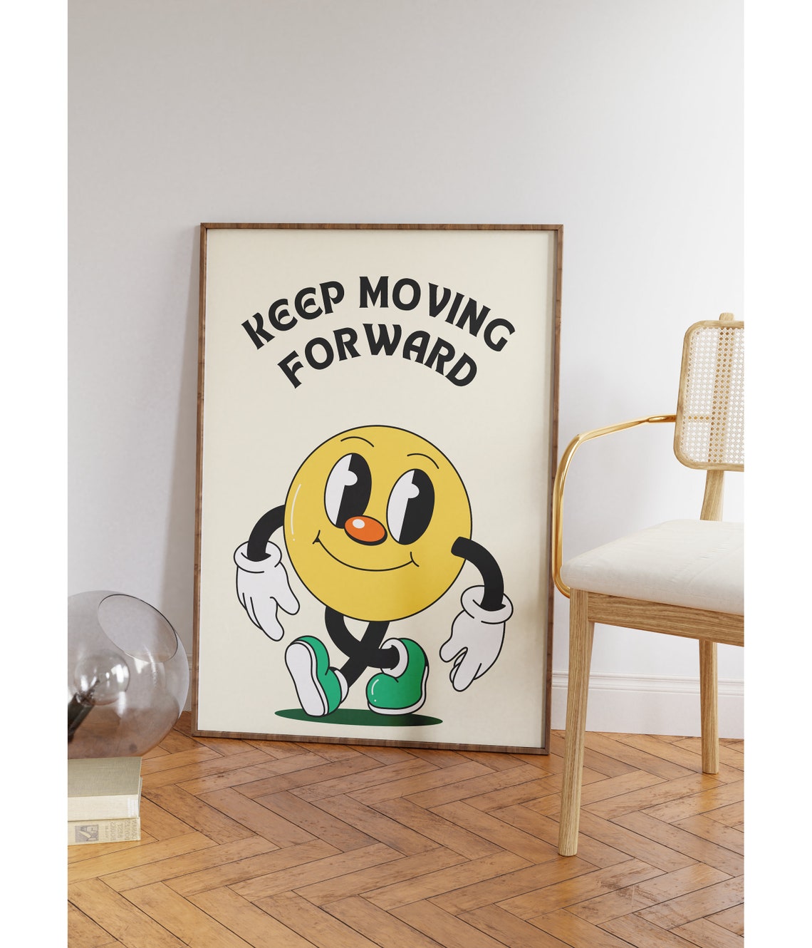 Keep Moving Forward Retro Smiley Character Poster Motivational Decor - Image 2