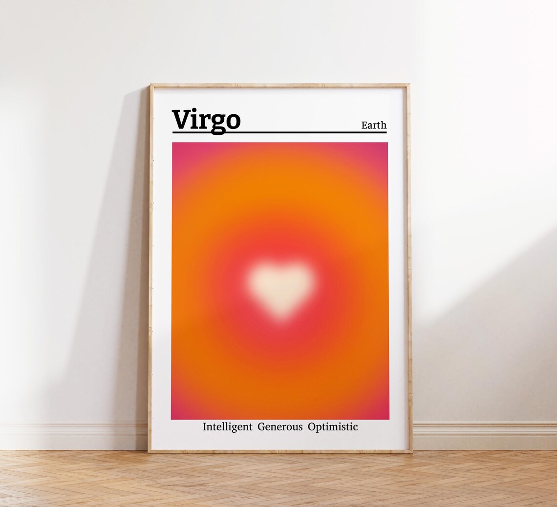 Virgo Aura Heart Zodiac Poster Earth Sign Spiritual Traits Decor - Image 2