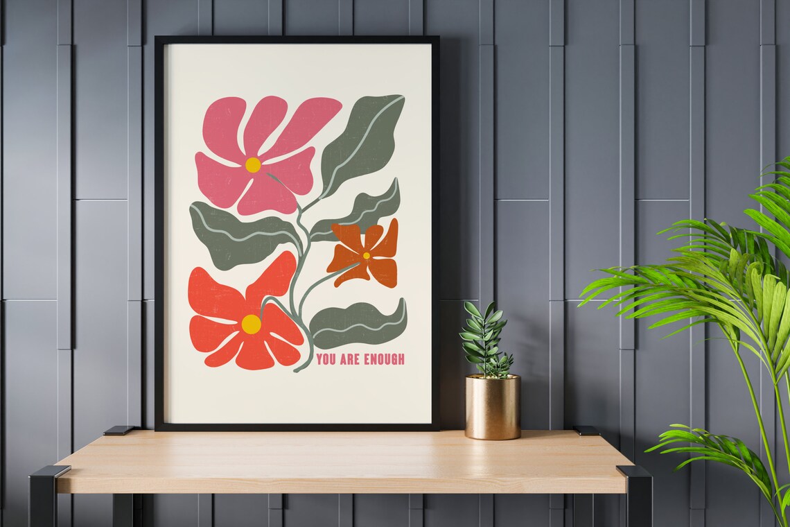 Retro Floral Art Print, Boho Flower Sign - Image 2