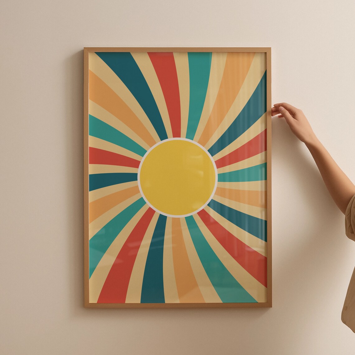 Retro Sunburst Groovy Poster, Vintage Decor