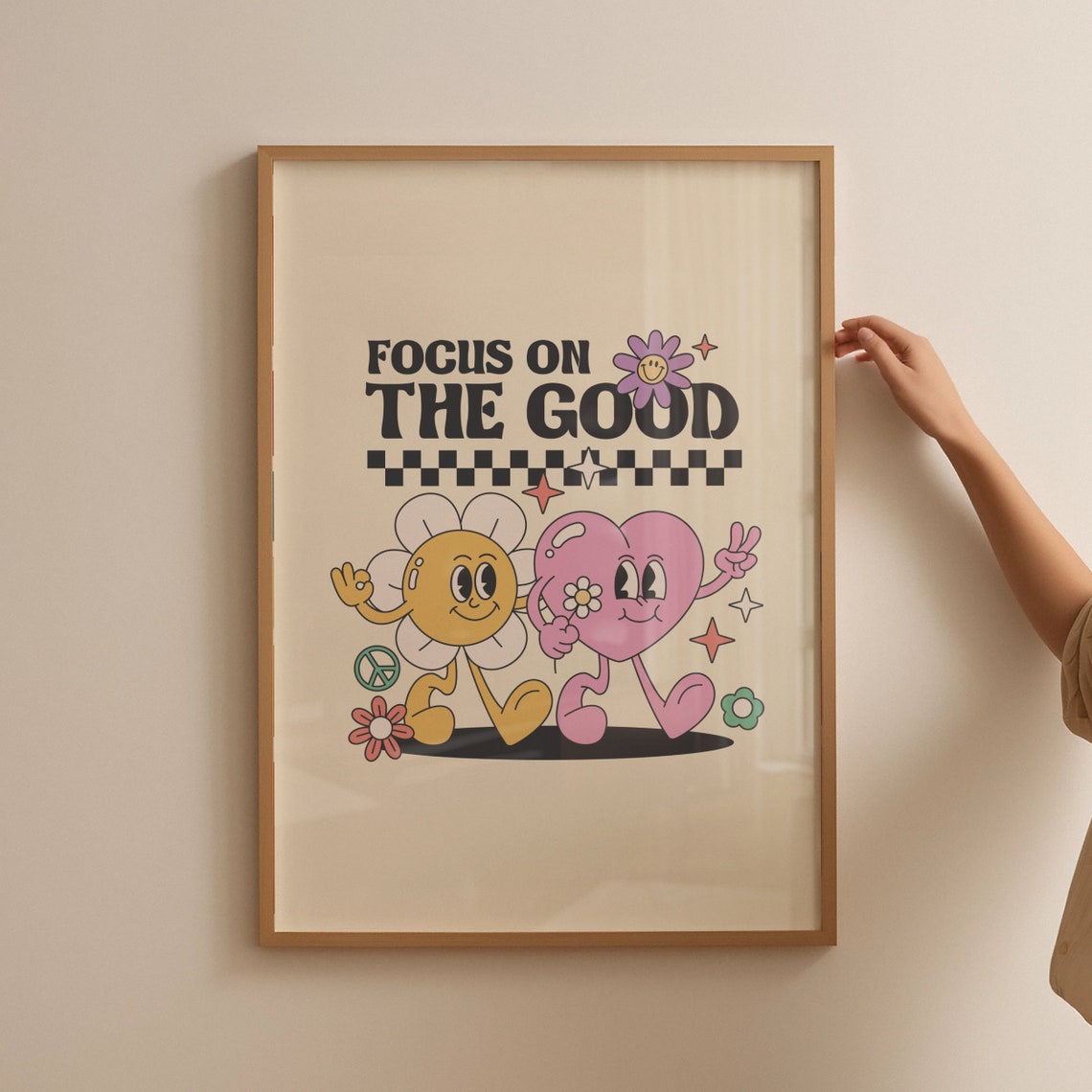 Cute Retro Wall Art Focus On The Good Quote Wall Print Wall Decor Art Retro Poster Housewarming Gift - Image 3