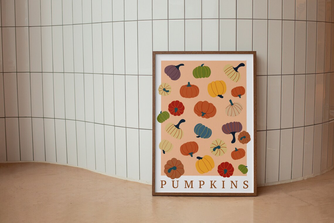 Vintage Fall Pumpkins Illustration Modern Autumn Harvest Poster - Image 2