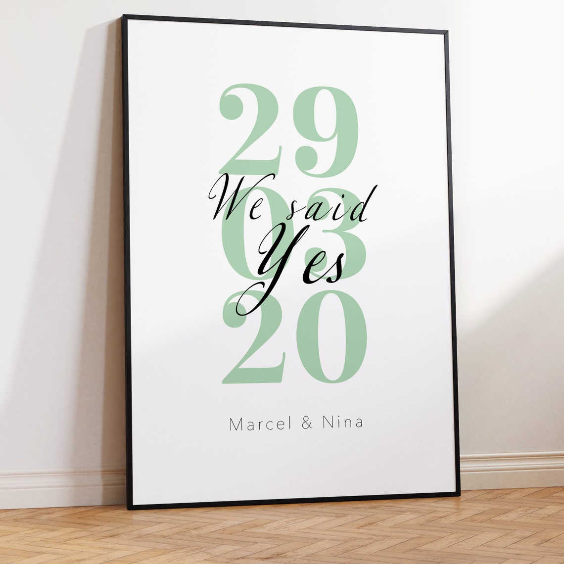 We Said Yes Wedding Date Personalized Names Elegant Keepsake Poster - Image 3