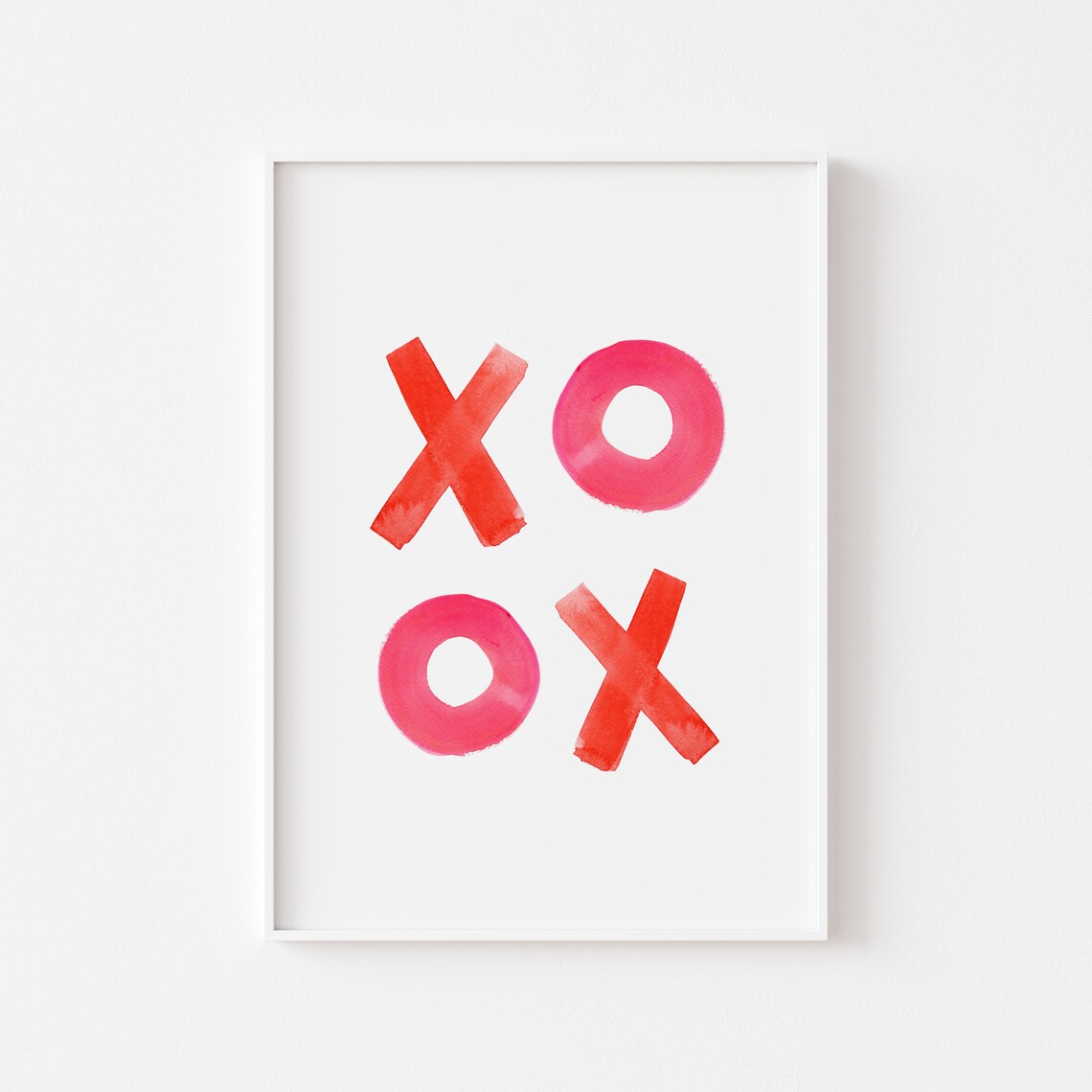 Red Watercolor XOXO Letters Minimalist Hugs Kisses Love Poster - Image 2