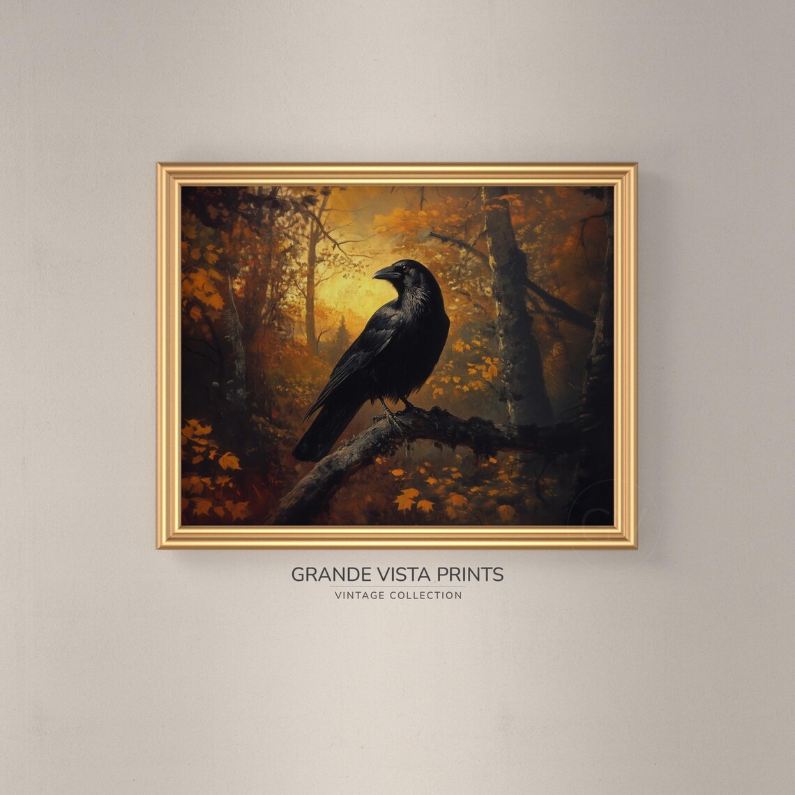 Black Crow Forest Landscape Painting Black Crow Painting Black Crow Wall Art Gv4809 - Image 3