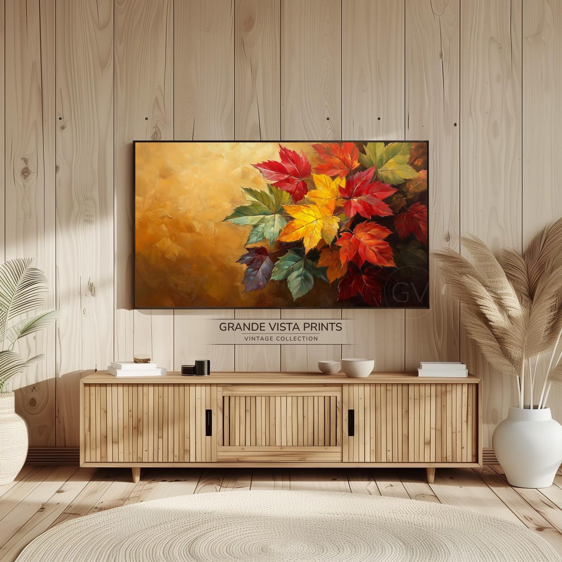 Autumn Leaf Branch Golden Bouquet Warm Fall Foliage Painting Poster - Image 2