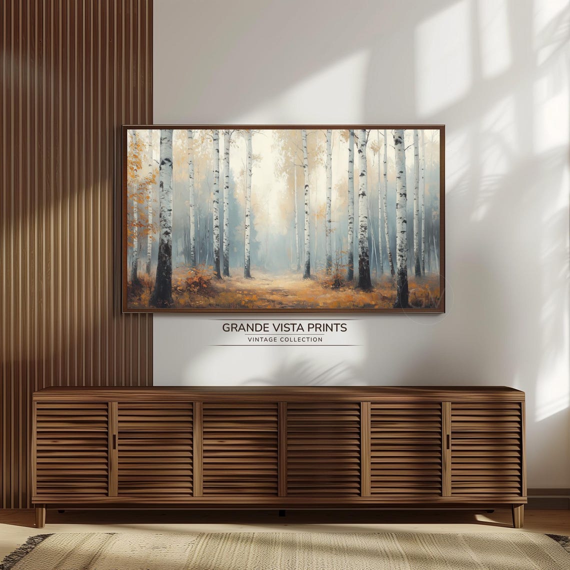 Pale Misty Birch Forest Soft Beige Minimal Autumn Vintage Poster - Image 3