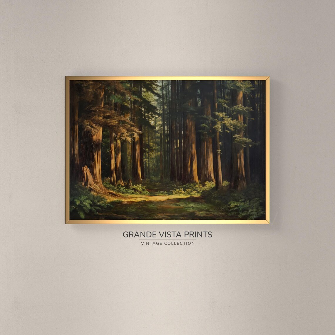 Redwood Forest Landscape Art Print, Redwood Trees