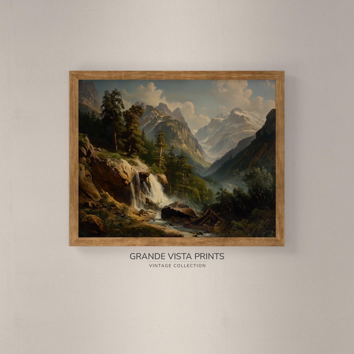 Alpine Waterfall Forest Canyon Snow Capped Peaks Vintage Travel Poster - Image 4
