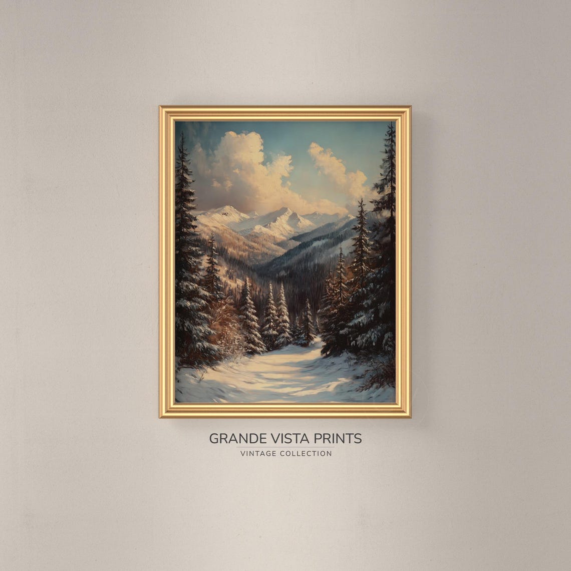 Snowy Mountain Valley Morning Light Winter Forest Landscape Poster - Image 3