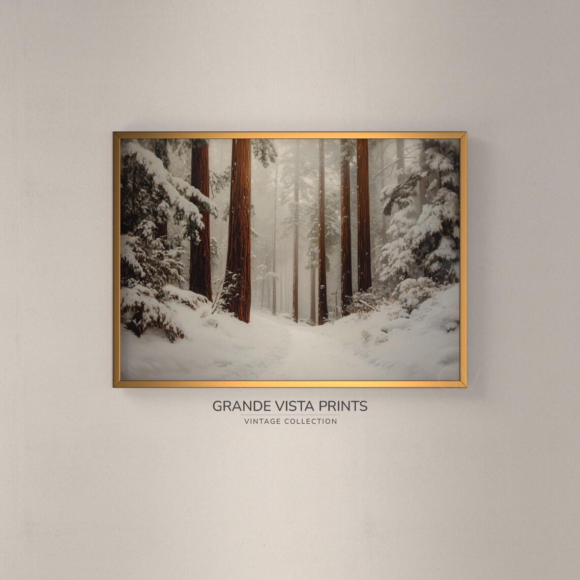 Winter Forest Landscape Painting Wintertime Forest Wall Art Forest Scene Wall Art Gv4563