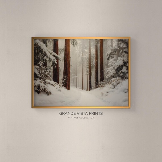Winter Forest Landscape Painting Wintertime Forest Wall Art Forest Scene Wall Art Gv4563