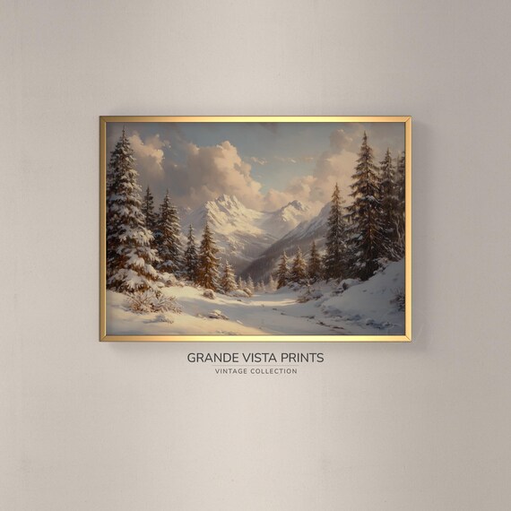 Sunny Winter Mountain Landscape Artwork Winter Mountain Landscape Wall Art Winter Mountain Forest Artwork Gv4762