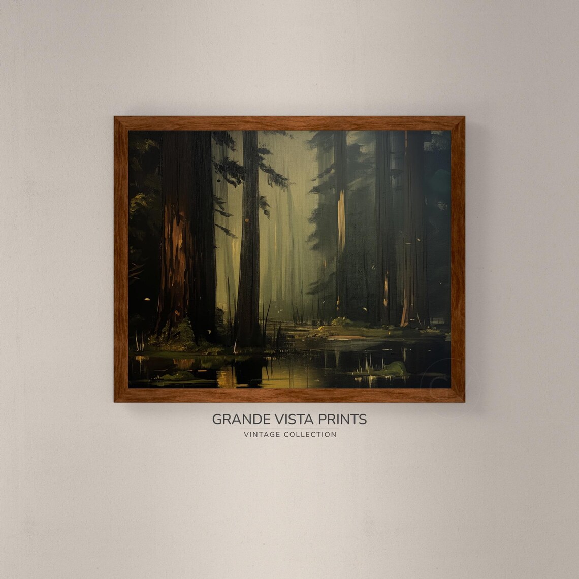 Forest Swamp Artwork Dark Woods Wall Art Dark Green Forest Wall Art Forest Gv4369 - Image 4