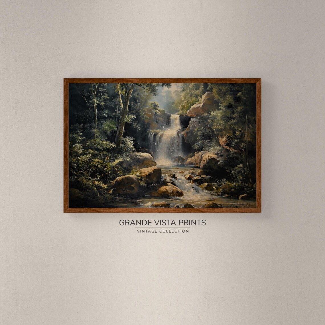 Babbling Brook Waterfall Painting Waterfall Wall Art Instant Forest Waterfall Art Print Gv4223 - Image 2