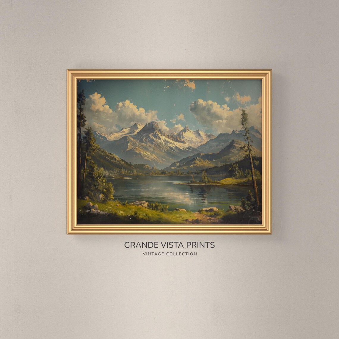 Spring Mountain Lake Landscape, Art Print - Image 3