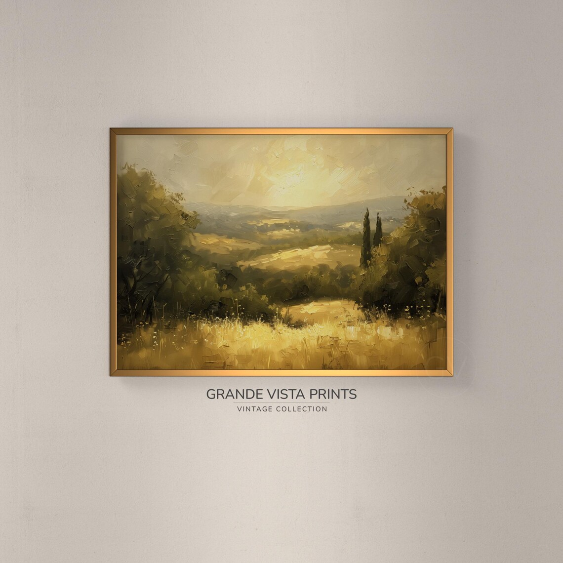 Golden Summer Countryside Sunlit Wheat Field Hazy Valley Italy Poster