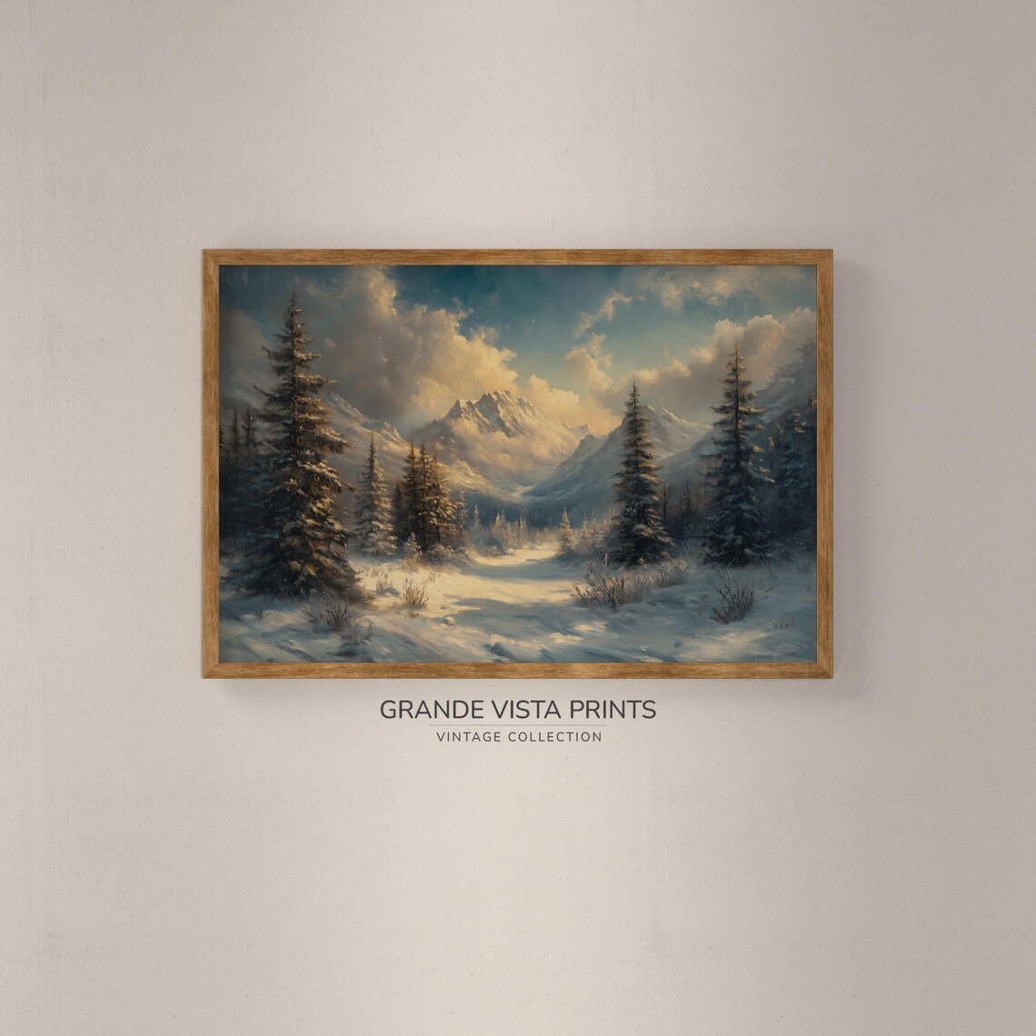 Winter Mountain Range Wall Art Winter Forest Landscape Artwork Winter Mountain Landscape Painting Gv4755 - Image 2