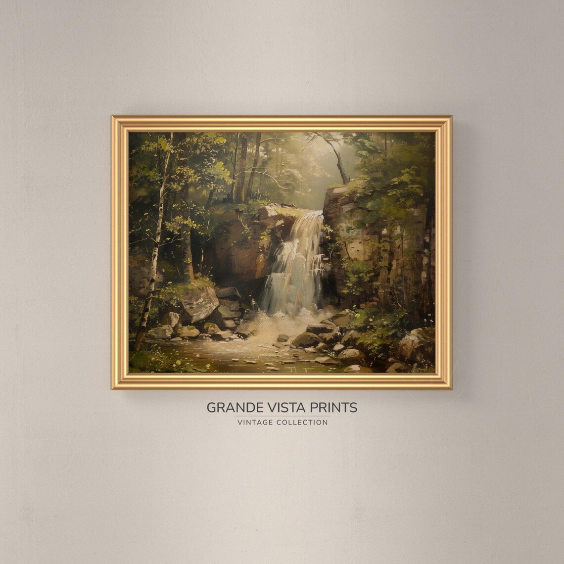 Forest Waterfall Landscape Painting Spring Forest Waterfall Instant Gv4194 - Image 3