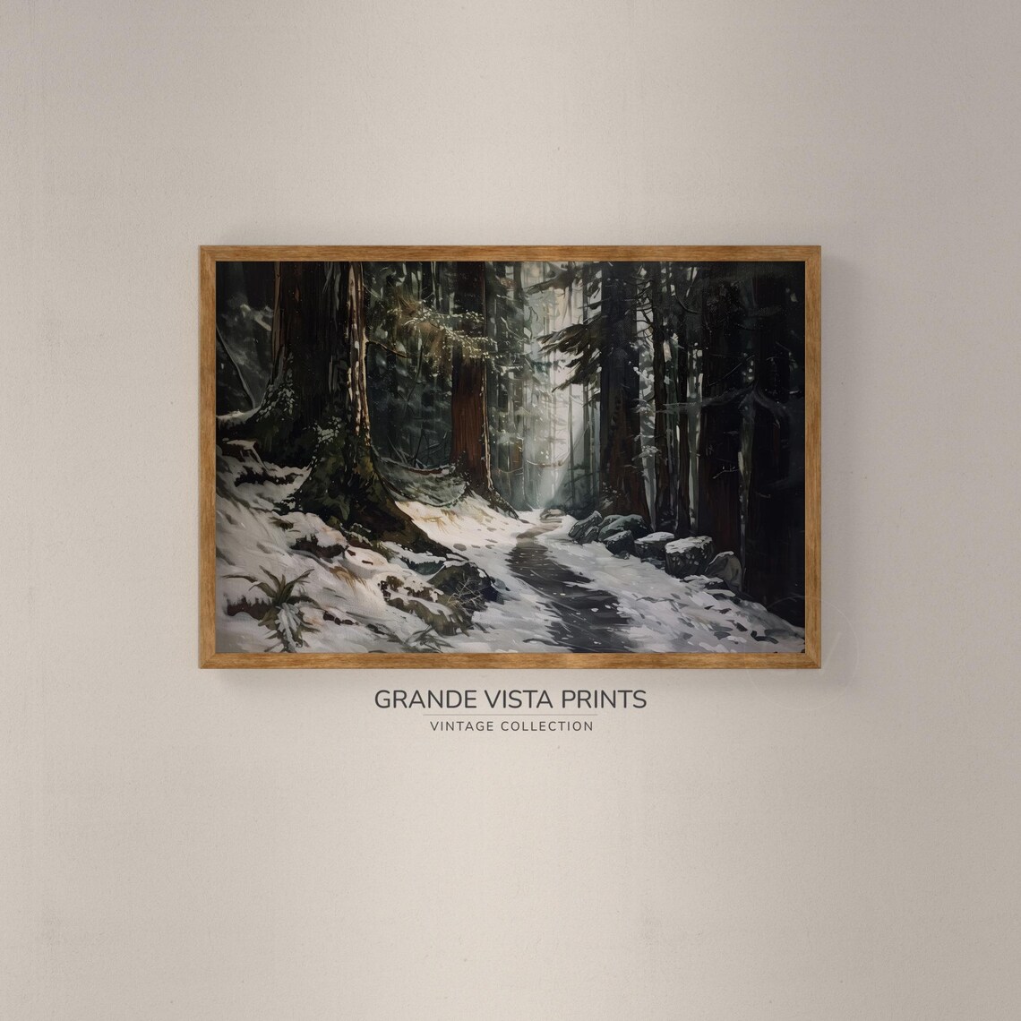 Winter Forest Trail Landscape Painting - Image 2