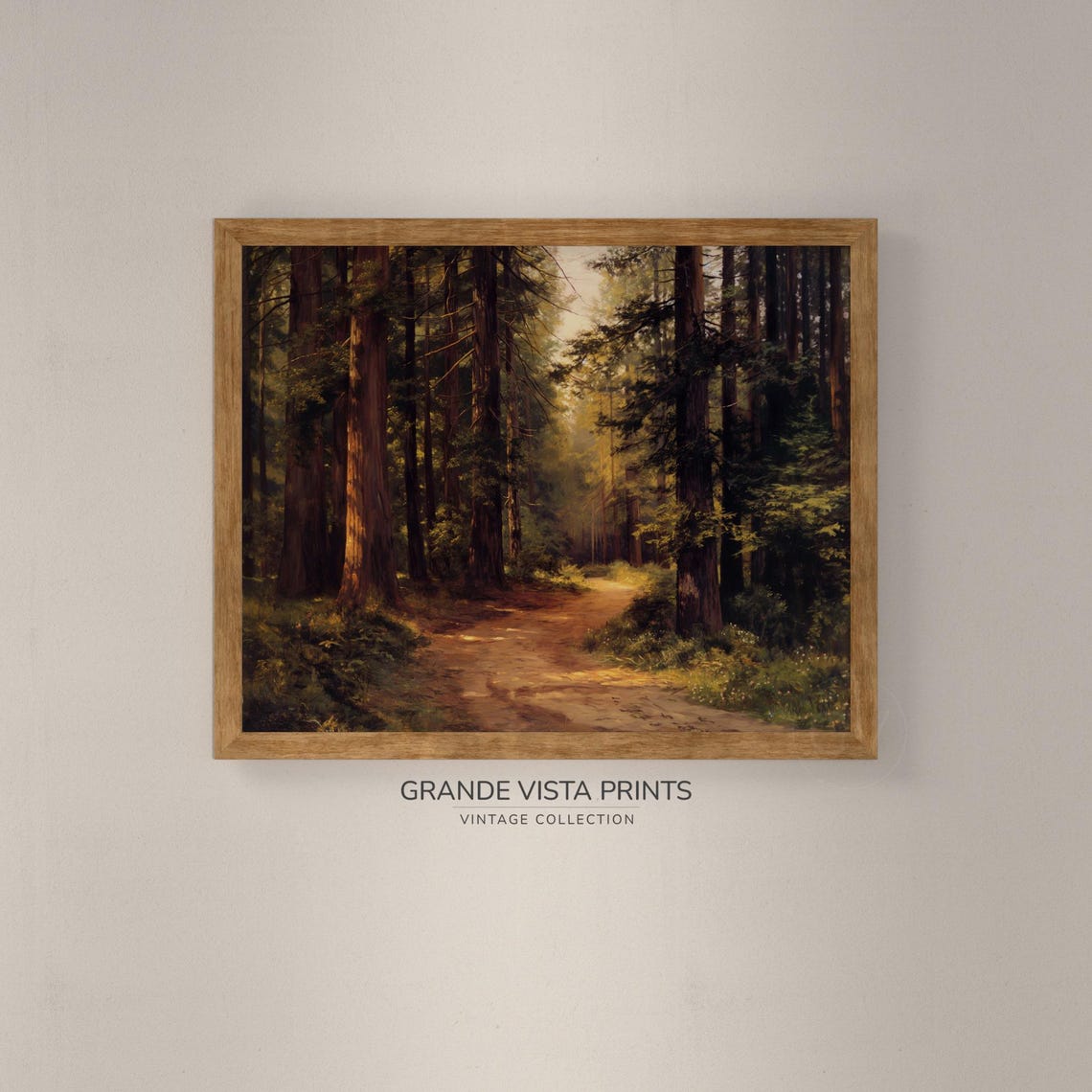 Redwood Forest Dirt Road Dappled Sunlight Towering Trees Poster - Image 4