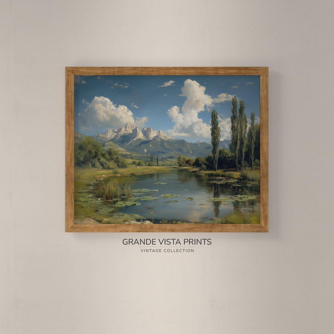 Mountain River Valley Poplar Trees Lily Pads Snow Peaks Summer Poster - Image 4