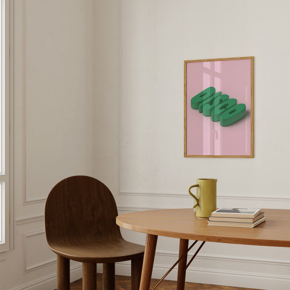 Disco Green 3D Bubble Letters Pink Pop Retro Statement Poster - Image 2
