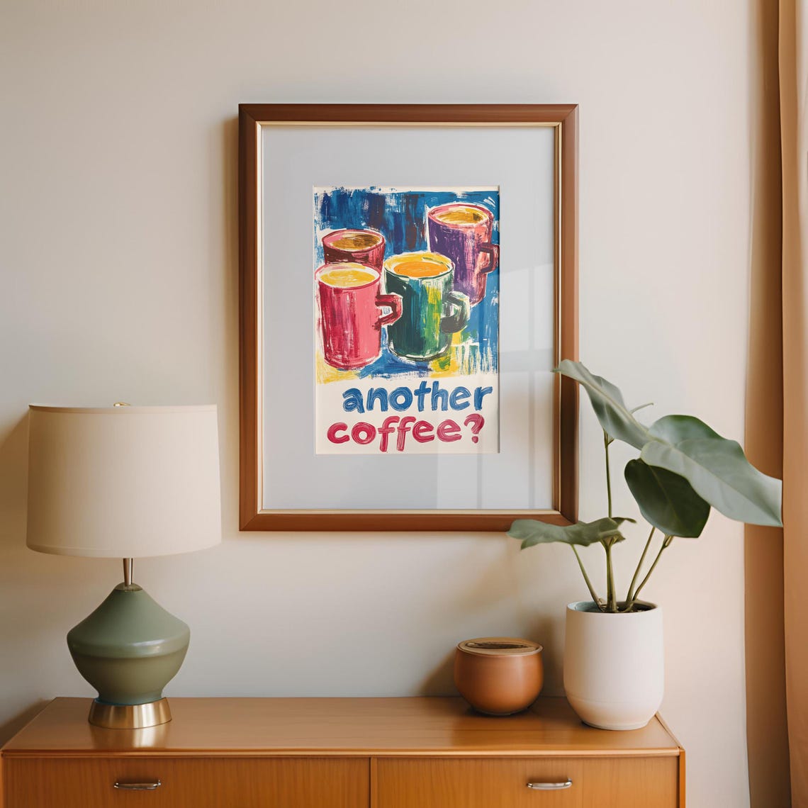 Another Coffee Painted Colourful Mugs Kitchen Trendy Wall Poster - Image 2