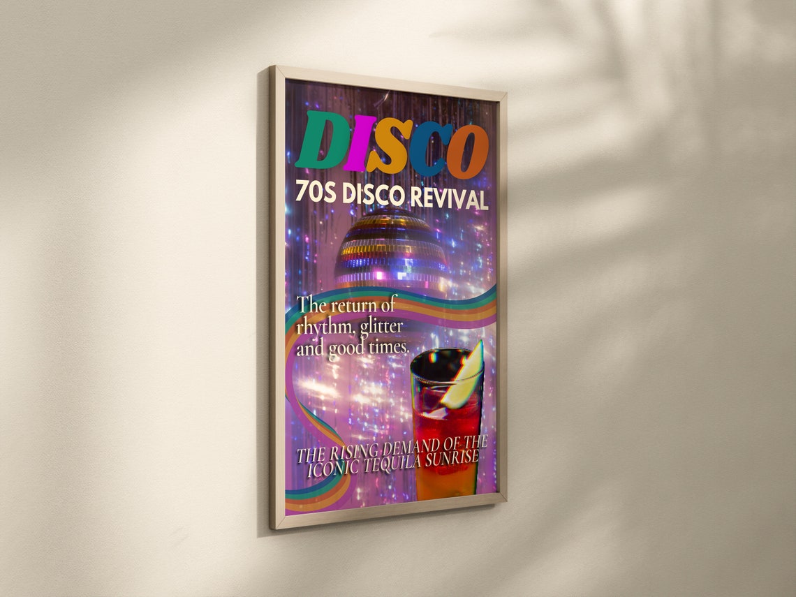 Disco 70s Disco Revival Magazine Cover Glitter Cocktail Night Poster - Image 3