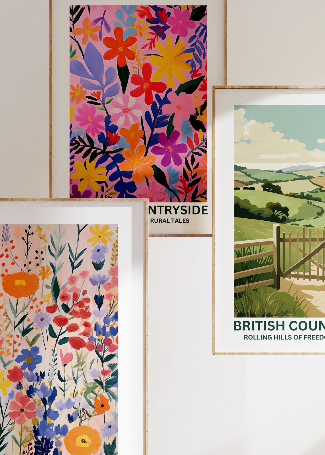 British Countryside Fields Art Print, Classic Landscape - Image 2