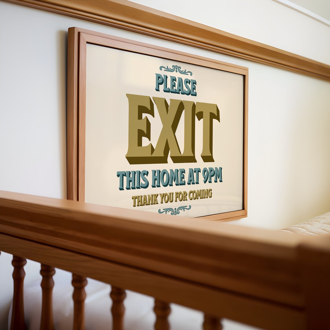Exit Retro Hallway Typography, Mid-Century Wall Art Print - Image 2