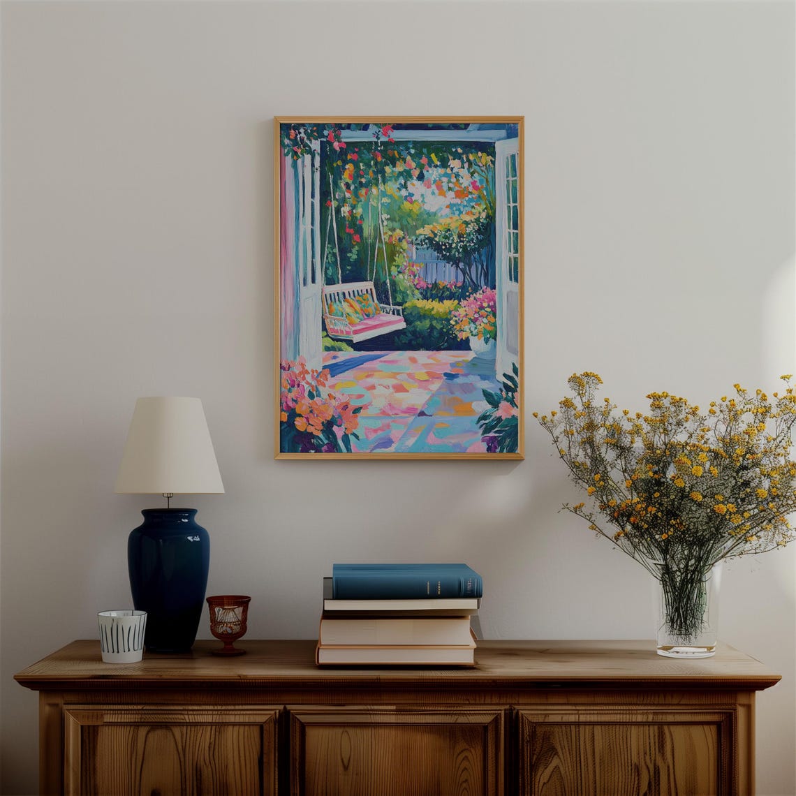 Colorful Porch Swing Garden Floral Impressionist Style Poster - Image 4