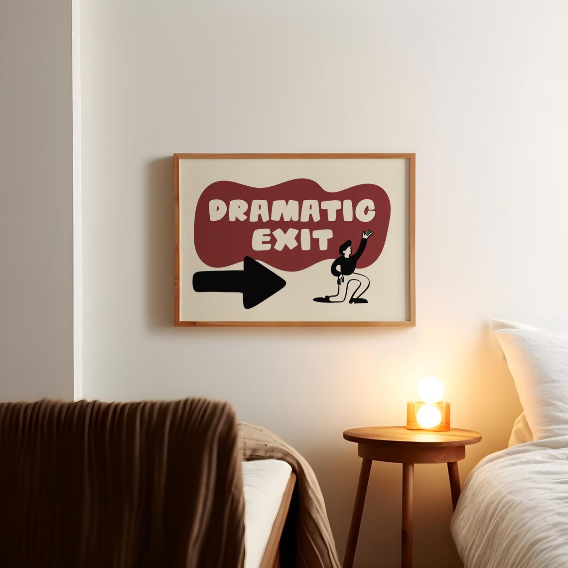 Dramatic Exit Retro Typographic Humor Poster - Image 2