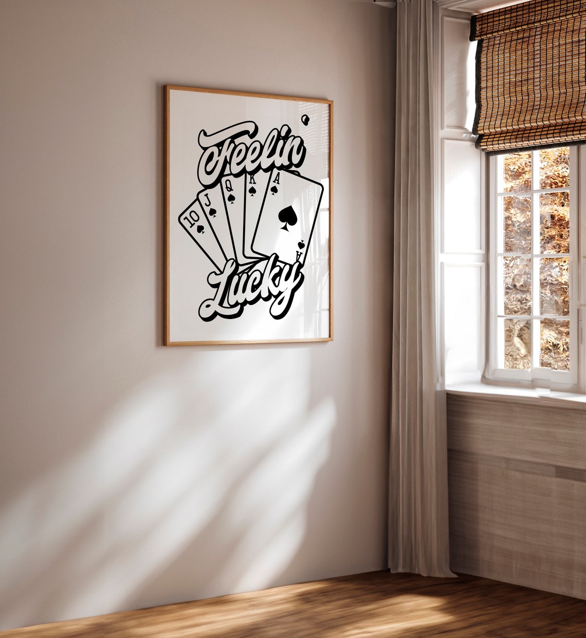 Feelin Lucky Royal Flush Spades Poker Cards Retro Game Room Poster - Image 2