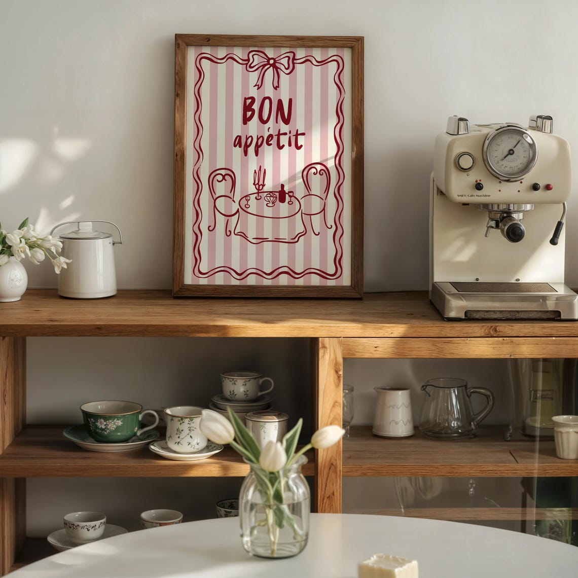 Bon Appetit French Bistro Foodie Illustration Art Print - Image 3
