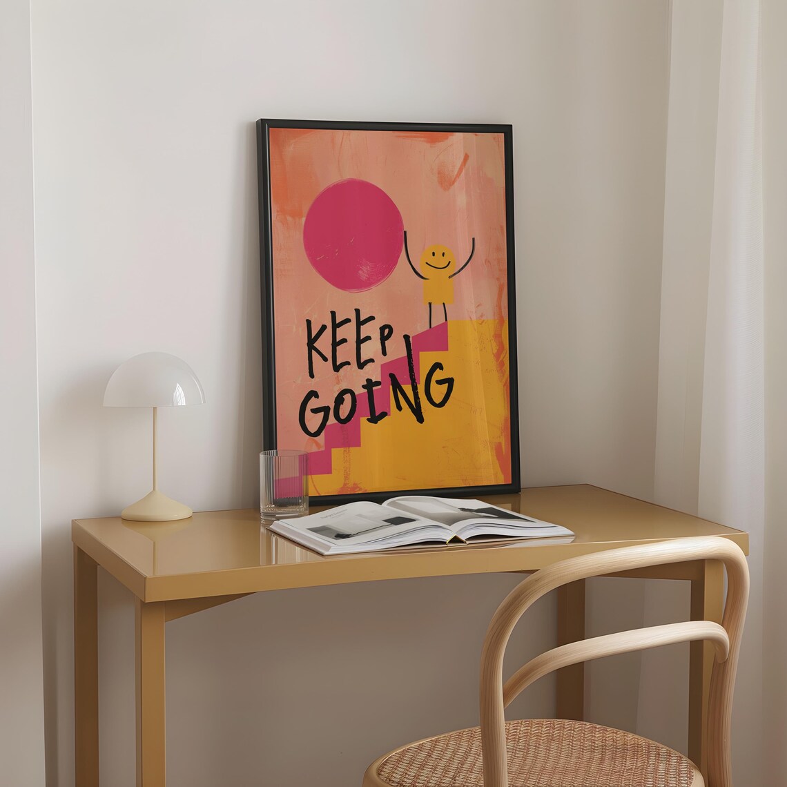 Keep Going Motivational Phrase Retro Art Print - Image 3