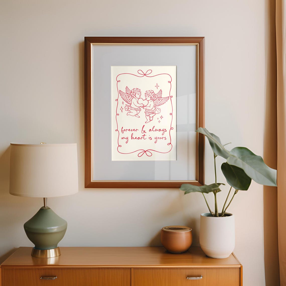 Cherub Duo Forever and Always My Heart Is Yours Romantic Love Poster - Image 3