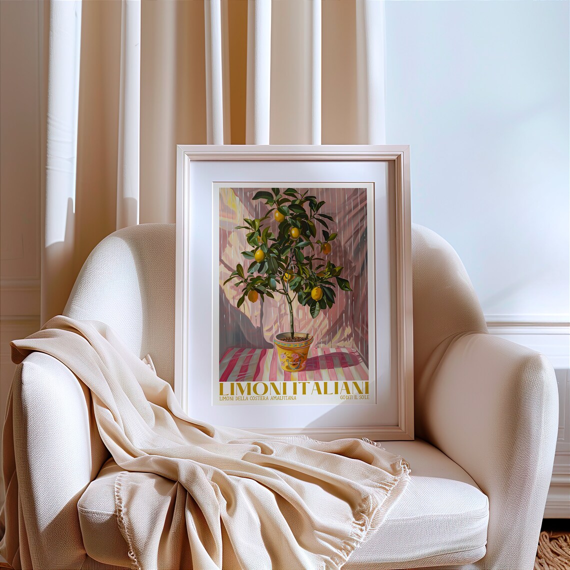 Italian Lemon Tree Print, Retro Botanical Kitchen Poster - Image 3